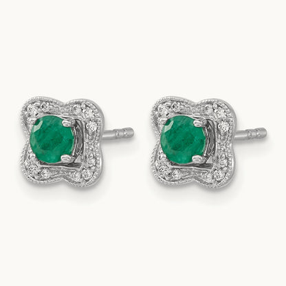 Diamond and Emerald Stud w/ Jacket Earrings — photo set