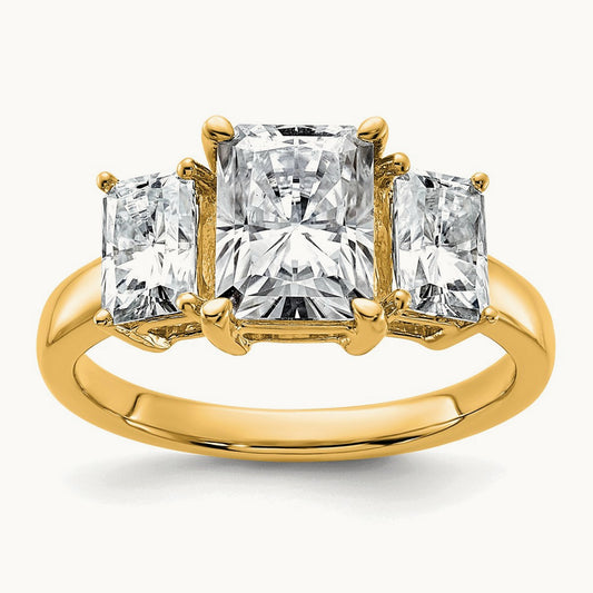 Radiant 3 Stone Engagement Ring, 2.75-4.50 ct tw Lab-Grown Diamond — 2 7/8 ct, 14K Yellow Gold