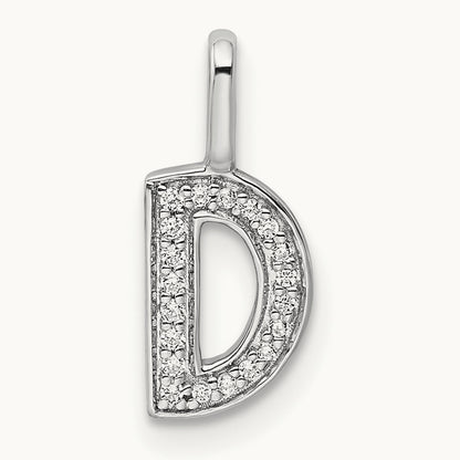 Diamond Letter D Initial Pendant, 14K White Gold