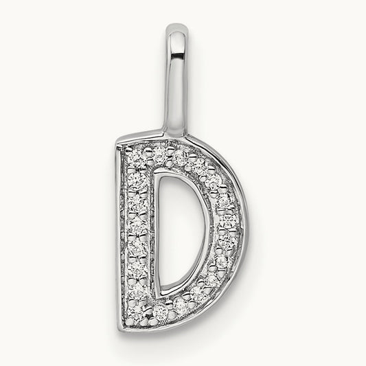 Diamond Letter D Initial Pendant, 14K White Gold
