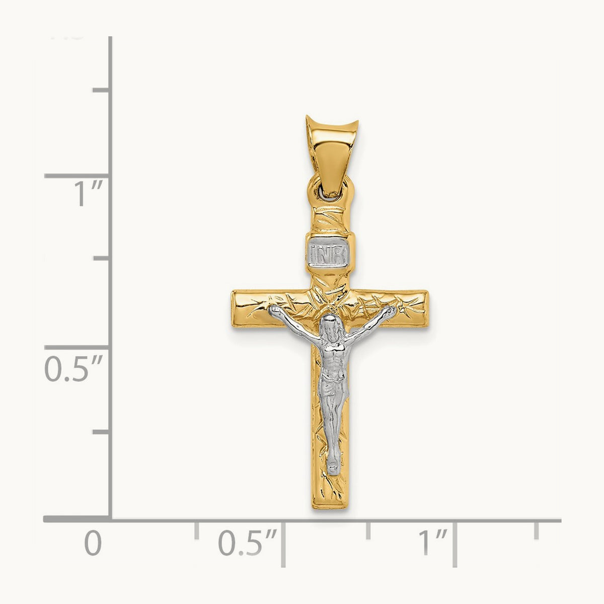 Crucifix Pendant, 14K Two-tone