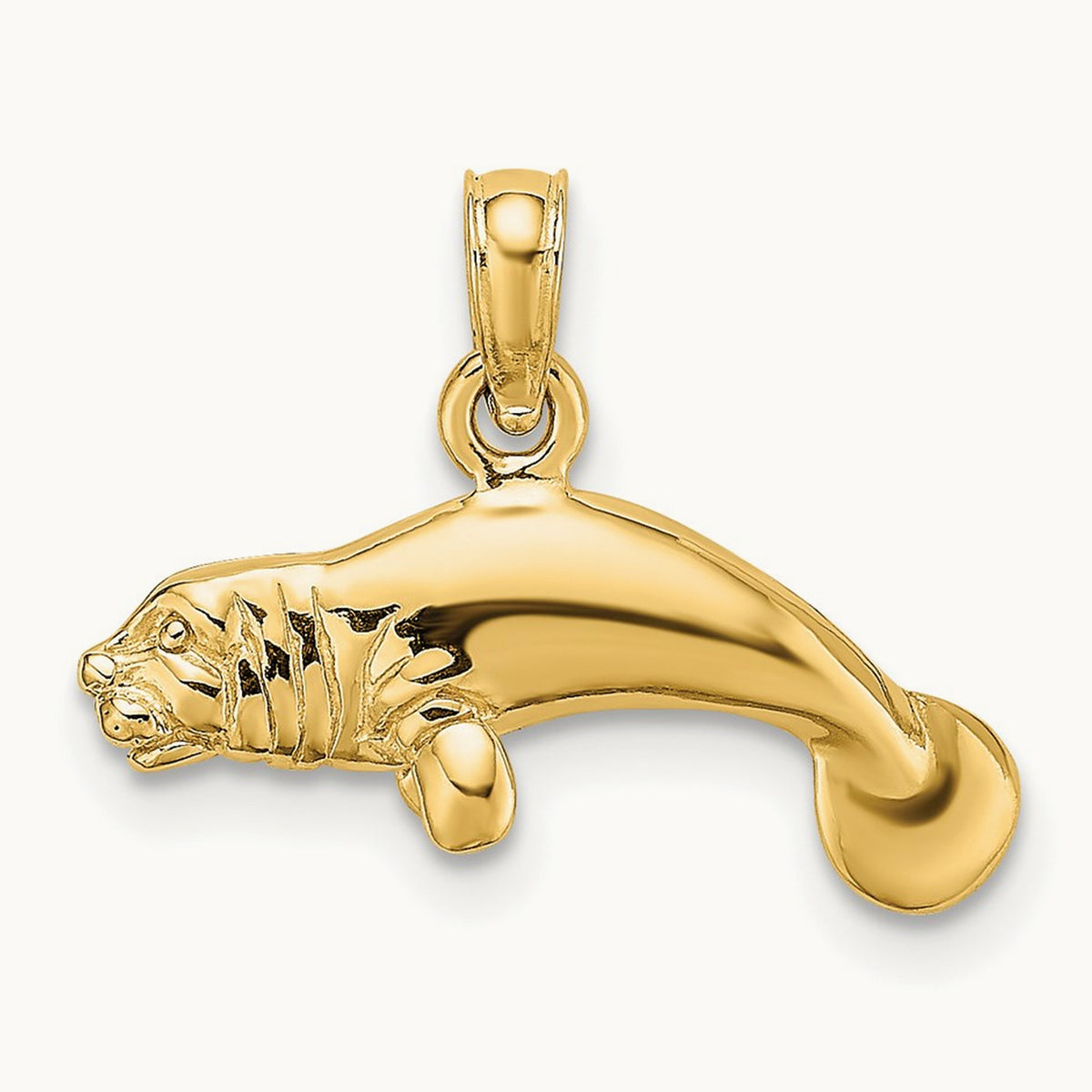 3-D Polished Swimming Manatee Charm — photo set