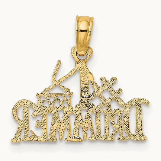 #1 DRUMMER Charm, 14K