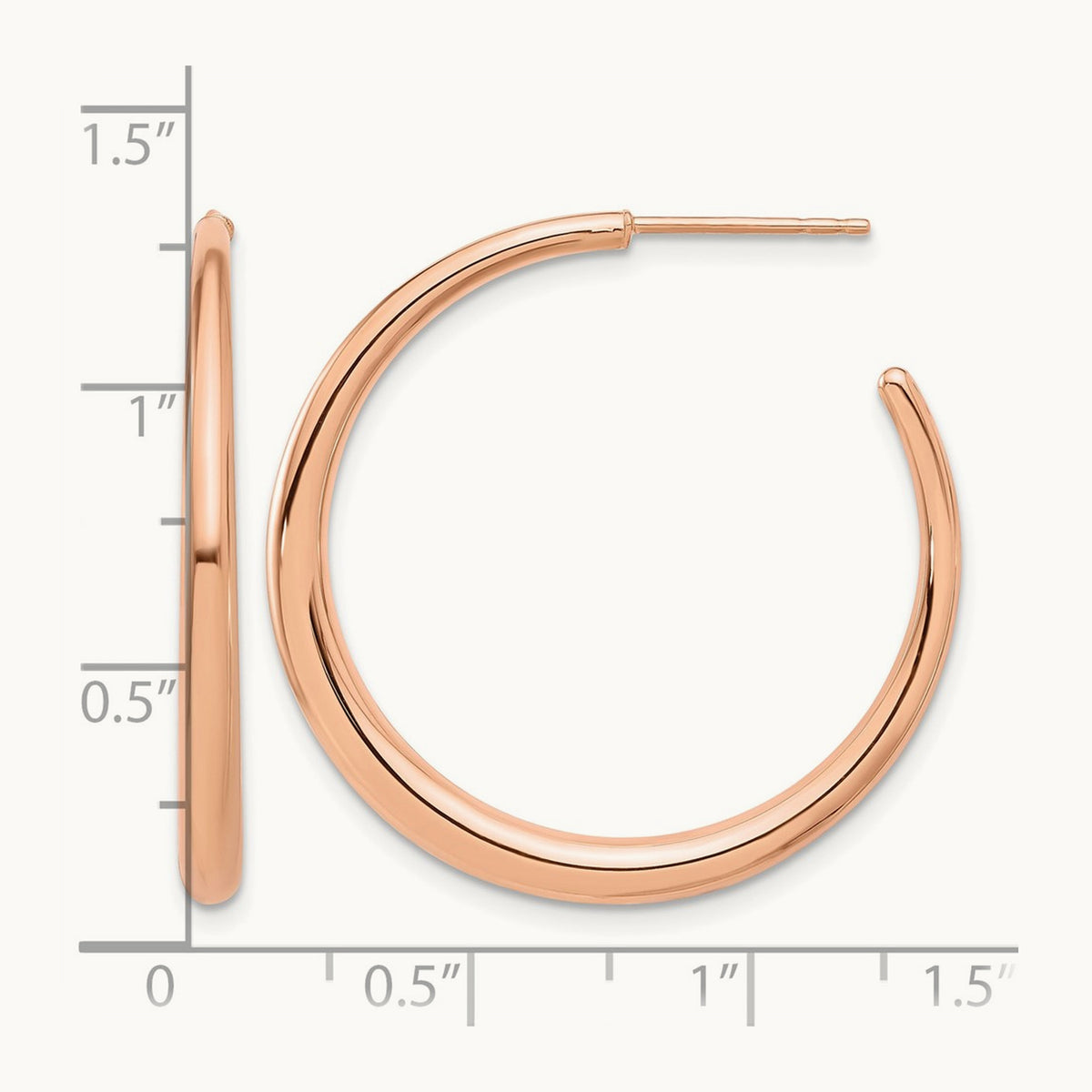 Polished Hoop Post Earrings — 14K Rose Gold