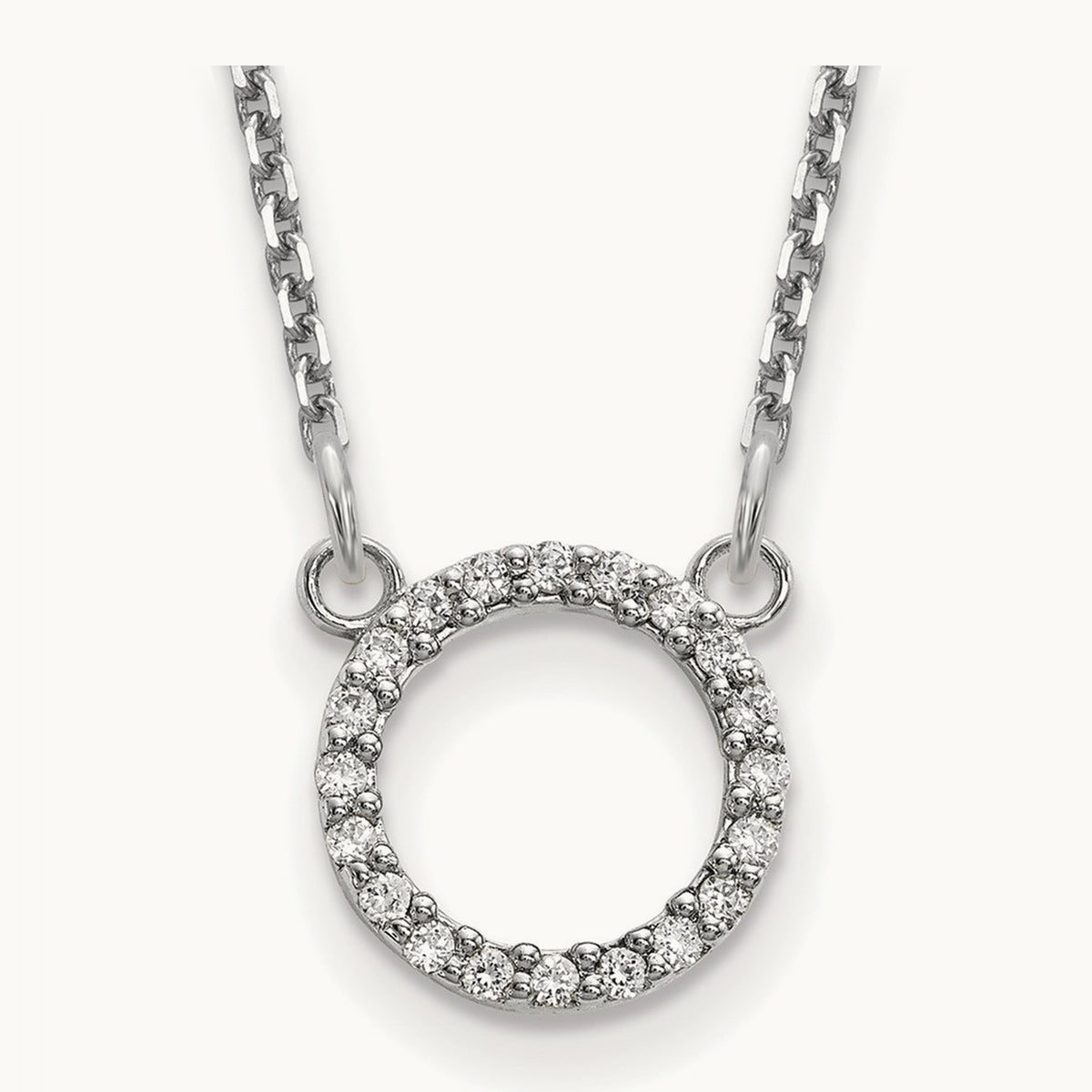 Diamond Open Circle Necklace, 14K White Gold