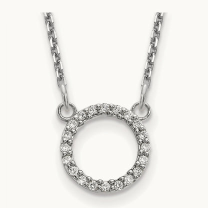 Diamond Open Circle Necklace, 14K White Gold