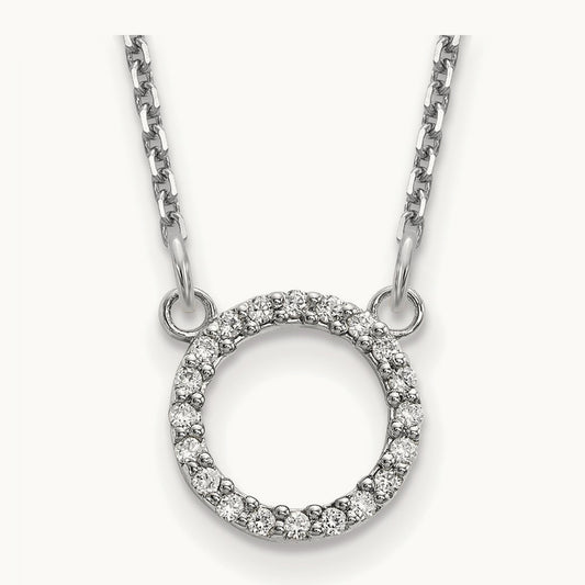 Diamond Open Circle Necklace, 14K White Gold