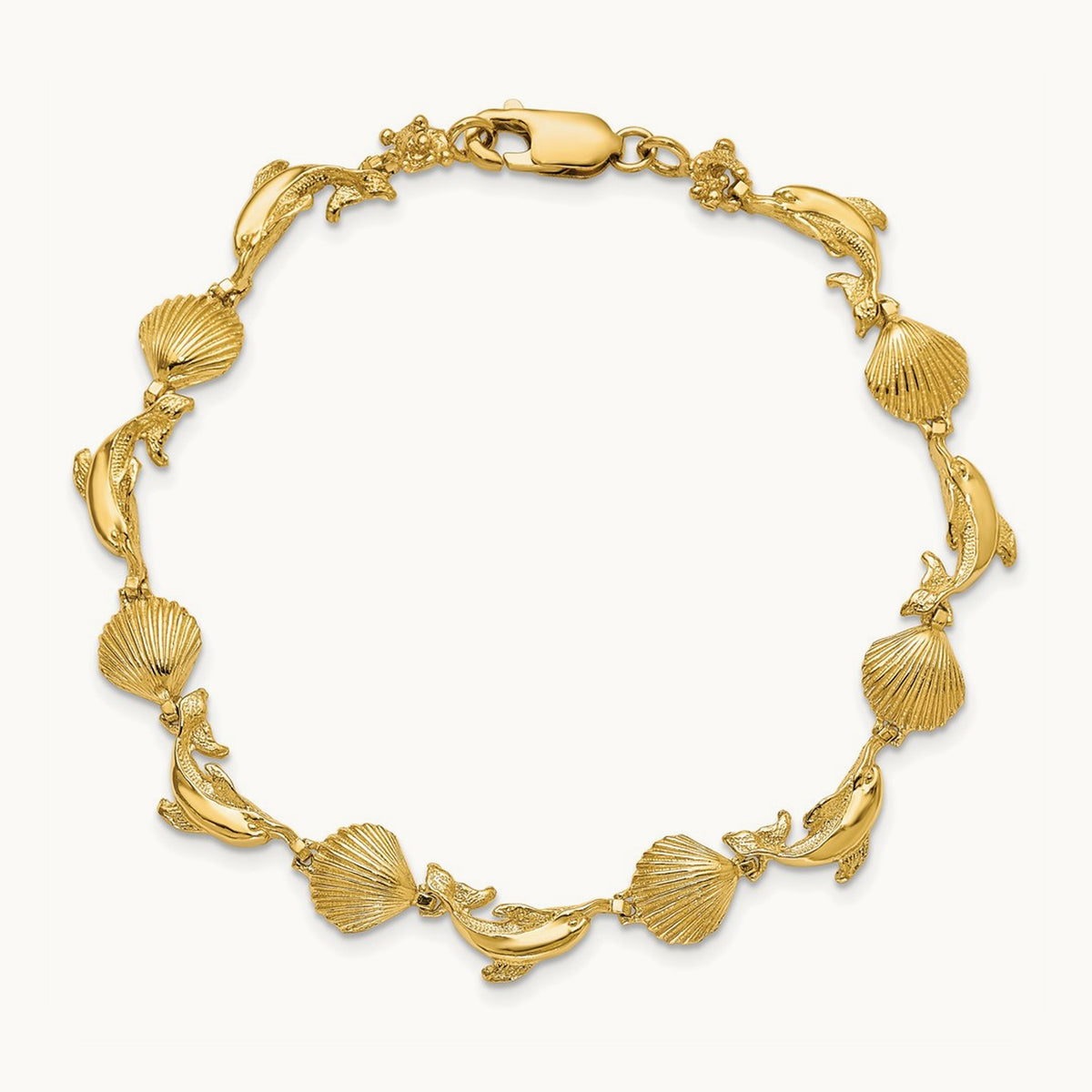 Dolphin and Shell Bracelet — 7.25mm
