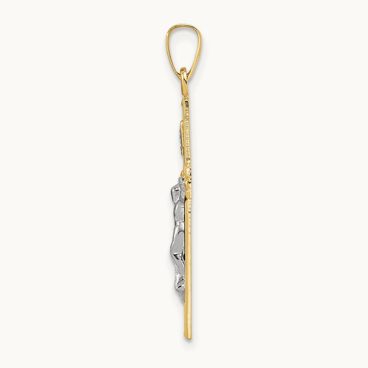 Polished Solid INRI Crucifix Pendant — 32.9mm