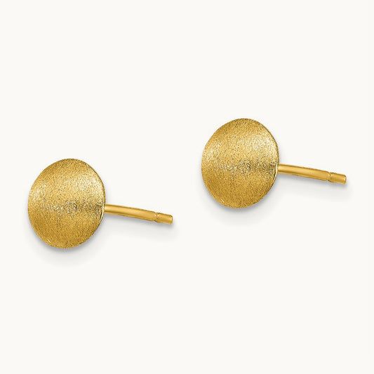 Satin Button Earrings, 7mm, 14K