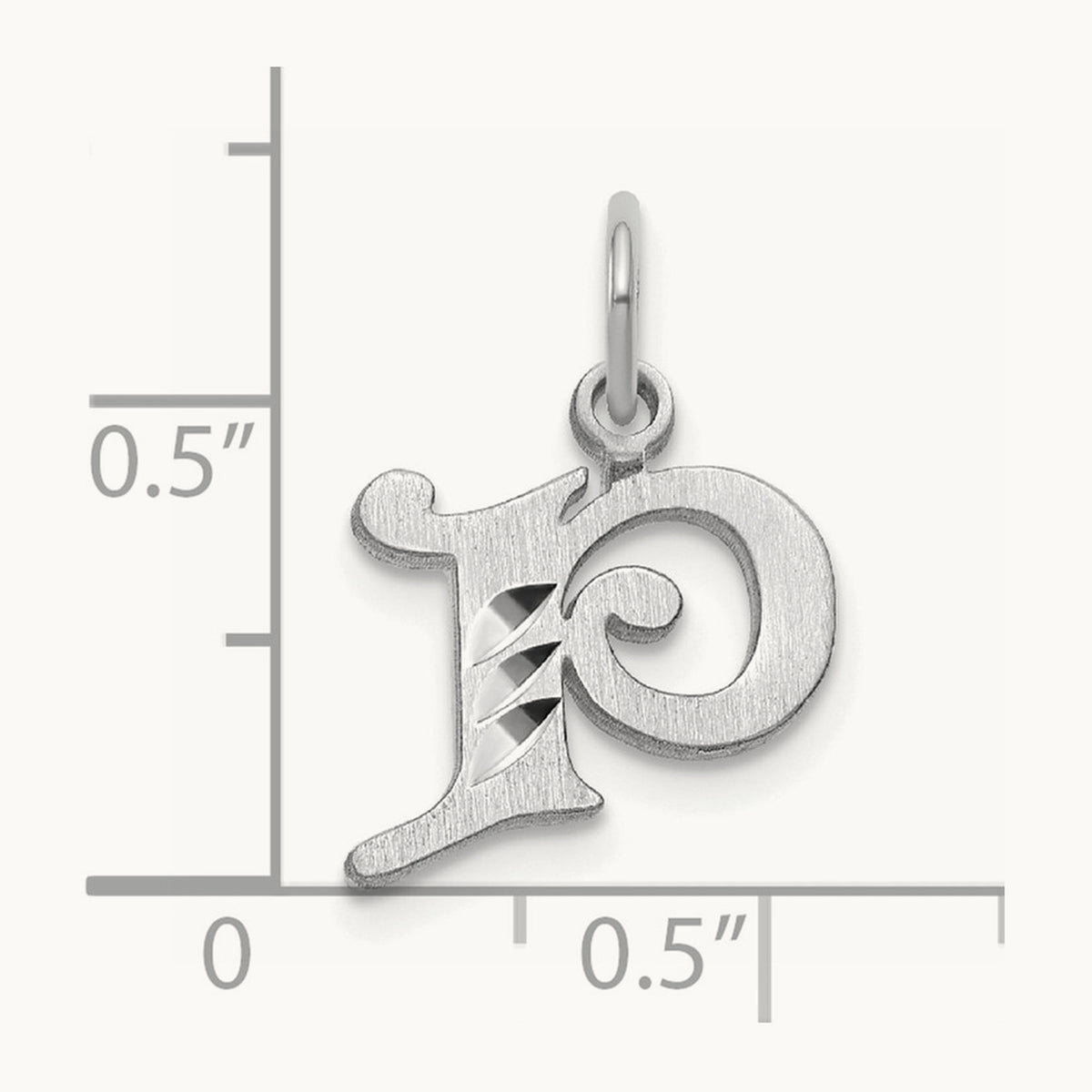 Diamond-cut Initial Charm — 14K White Gold, P