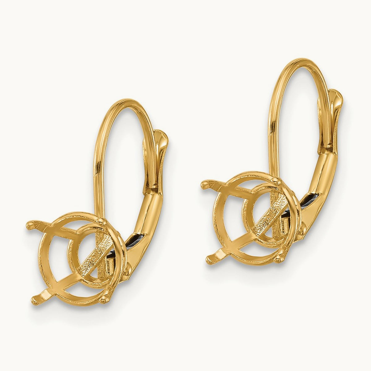 Round Leverback Earring Mounting, 7mm, 14K