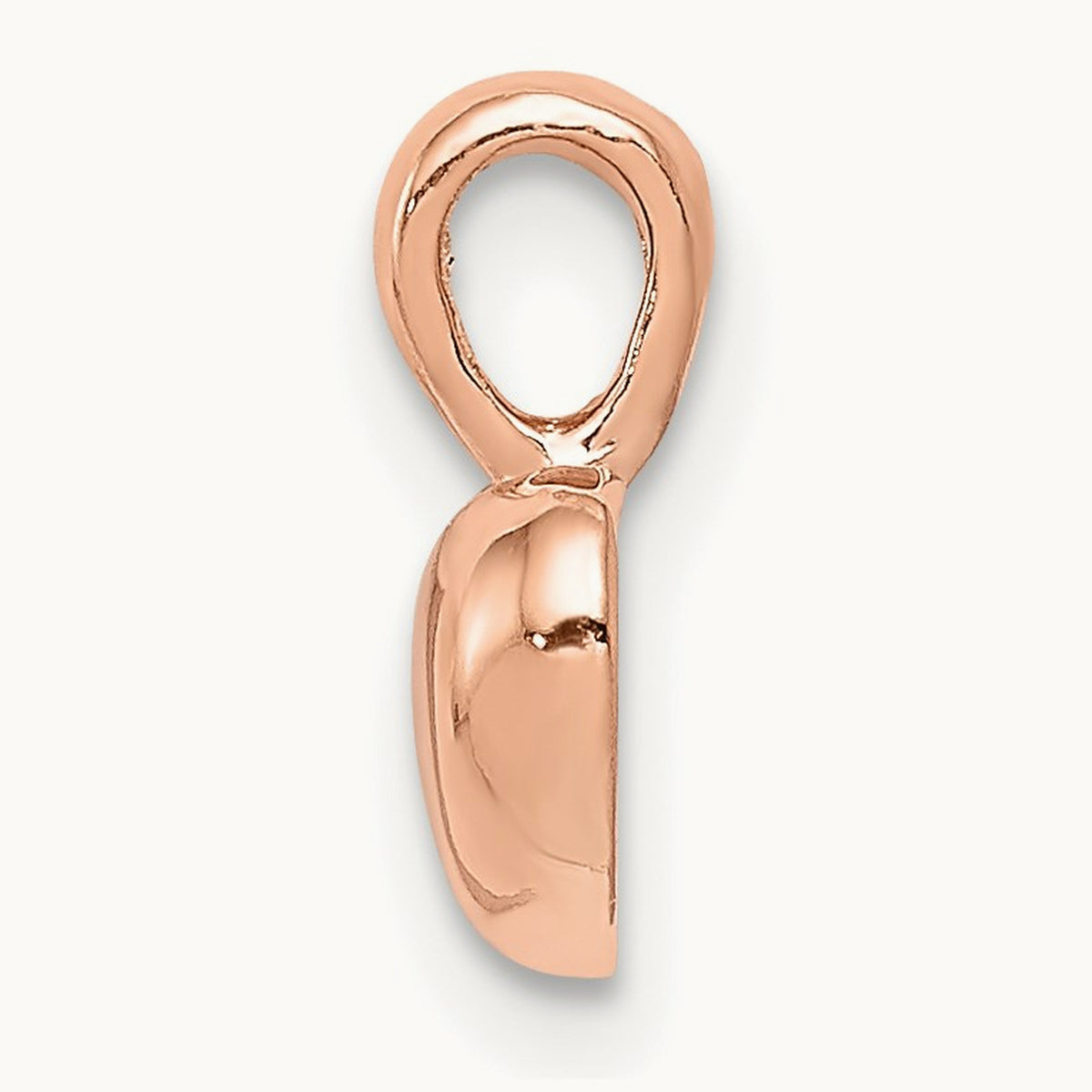Polished Domed Heart Charm — 14K Rose Gold