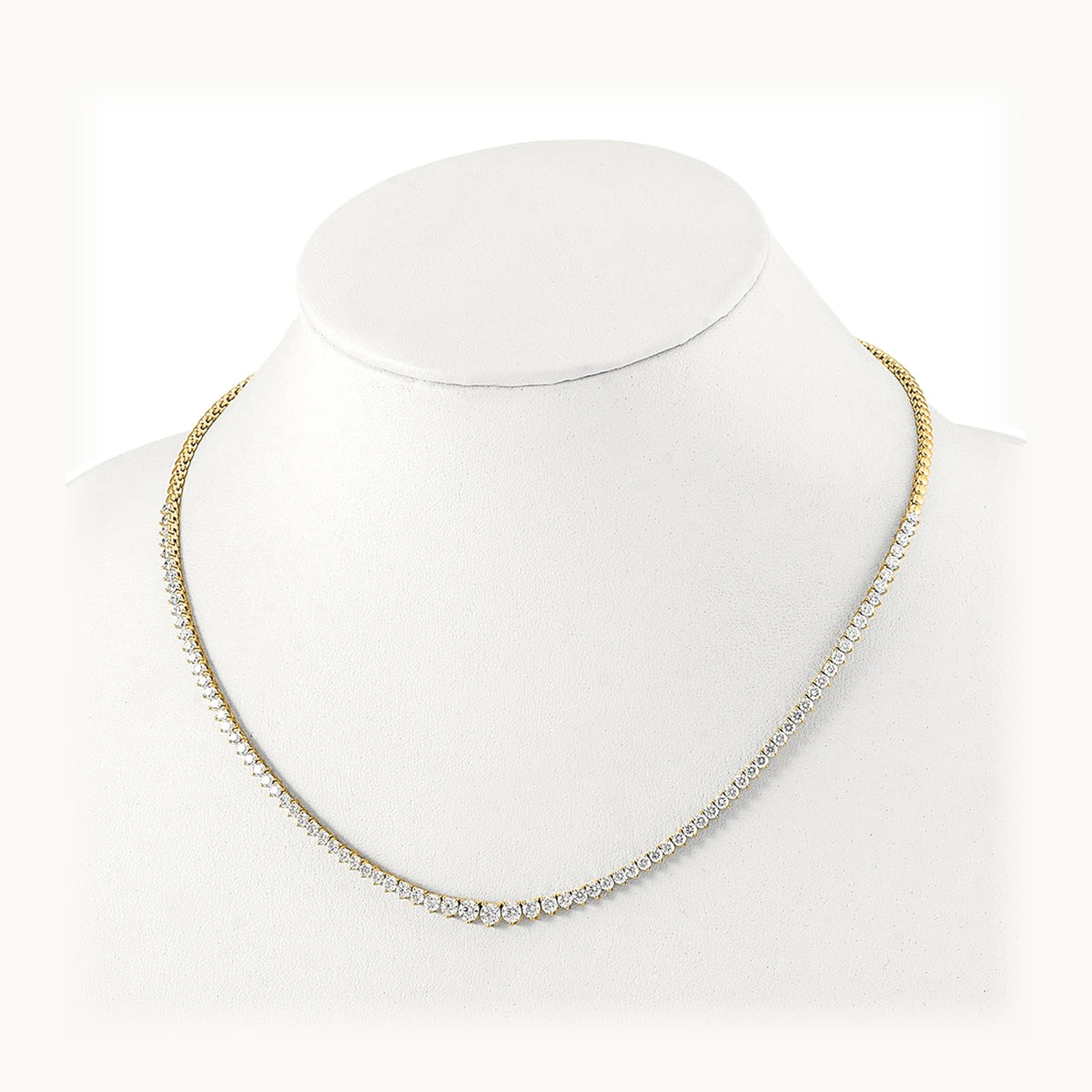 Graduated Tennis Necklace, 6.50 ct tw Lab-Grown Diamond — 14K Yellow Gold