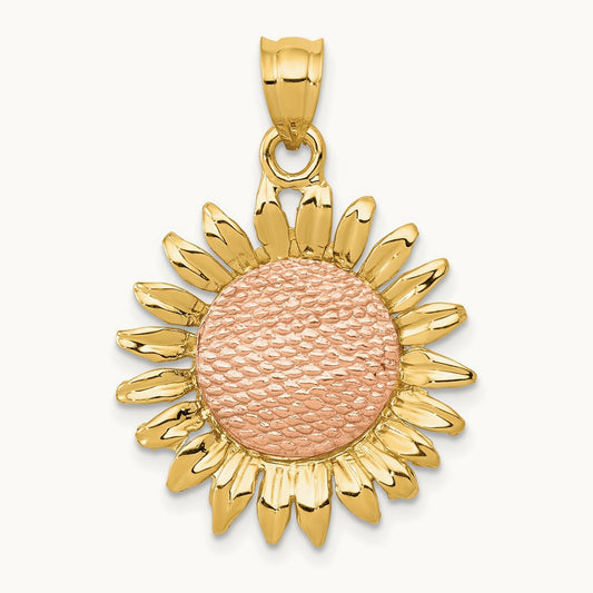 Polished Sunflower Pendant, 14K Two-tone