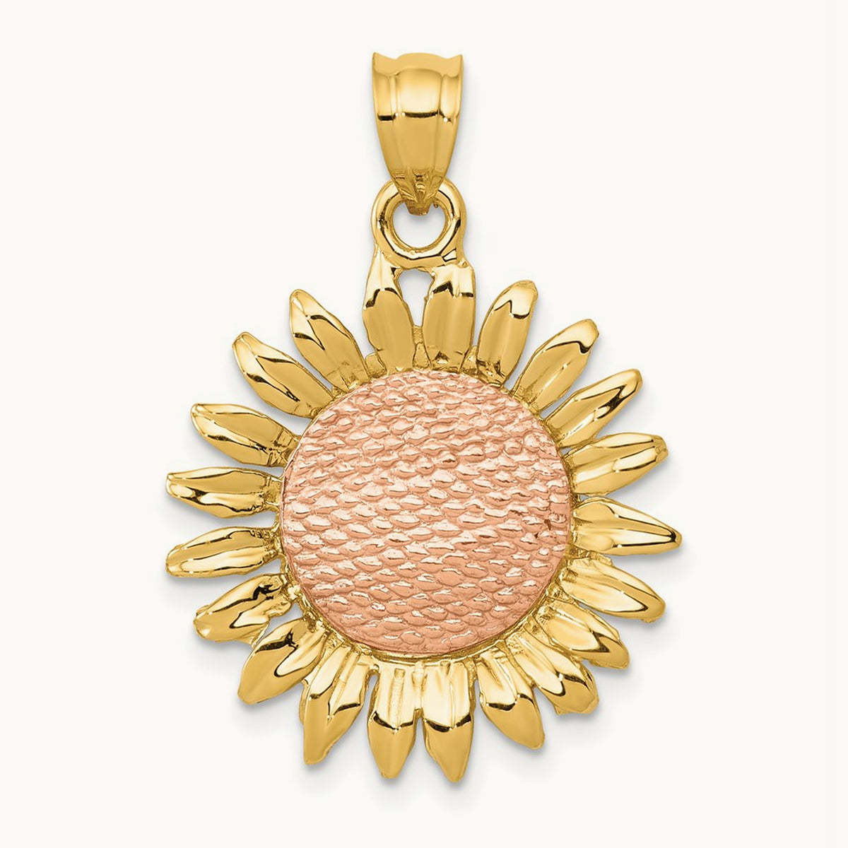 Polished Sunflower Pendant, 14K Two-tone