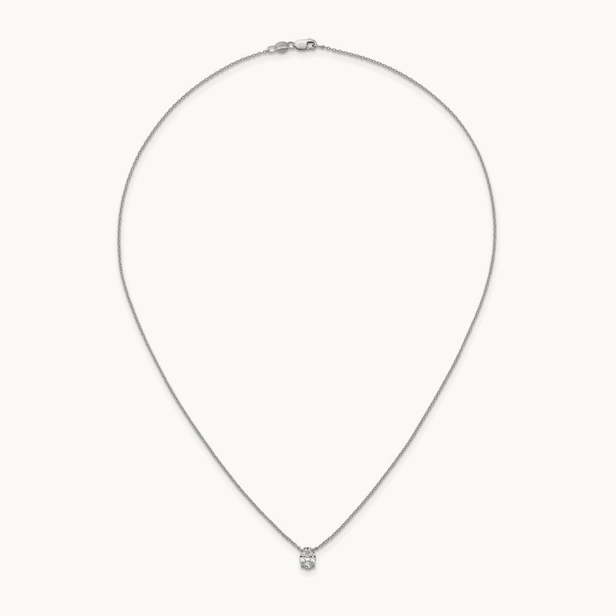 Oval Pendant Necklace, 0.25-4.00 ct tw Lab-Grown Diamond — 3/4 ct, VS (Best), 14K White Gold