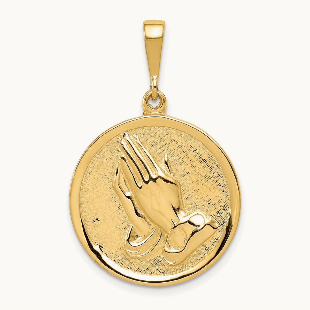 Praying Hands and Serenity Prayer Pendant — 14K Yellow Gold
