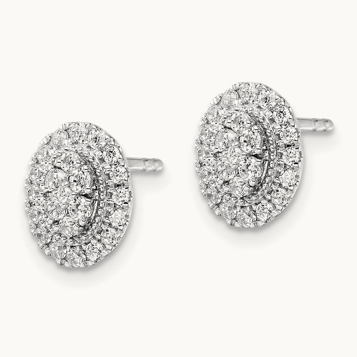 Oval Halo Post Earrings, 0.50 ct tw Lab-Grown Diamond