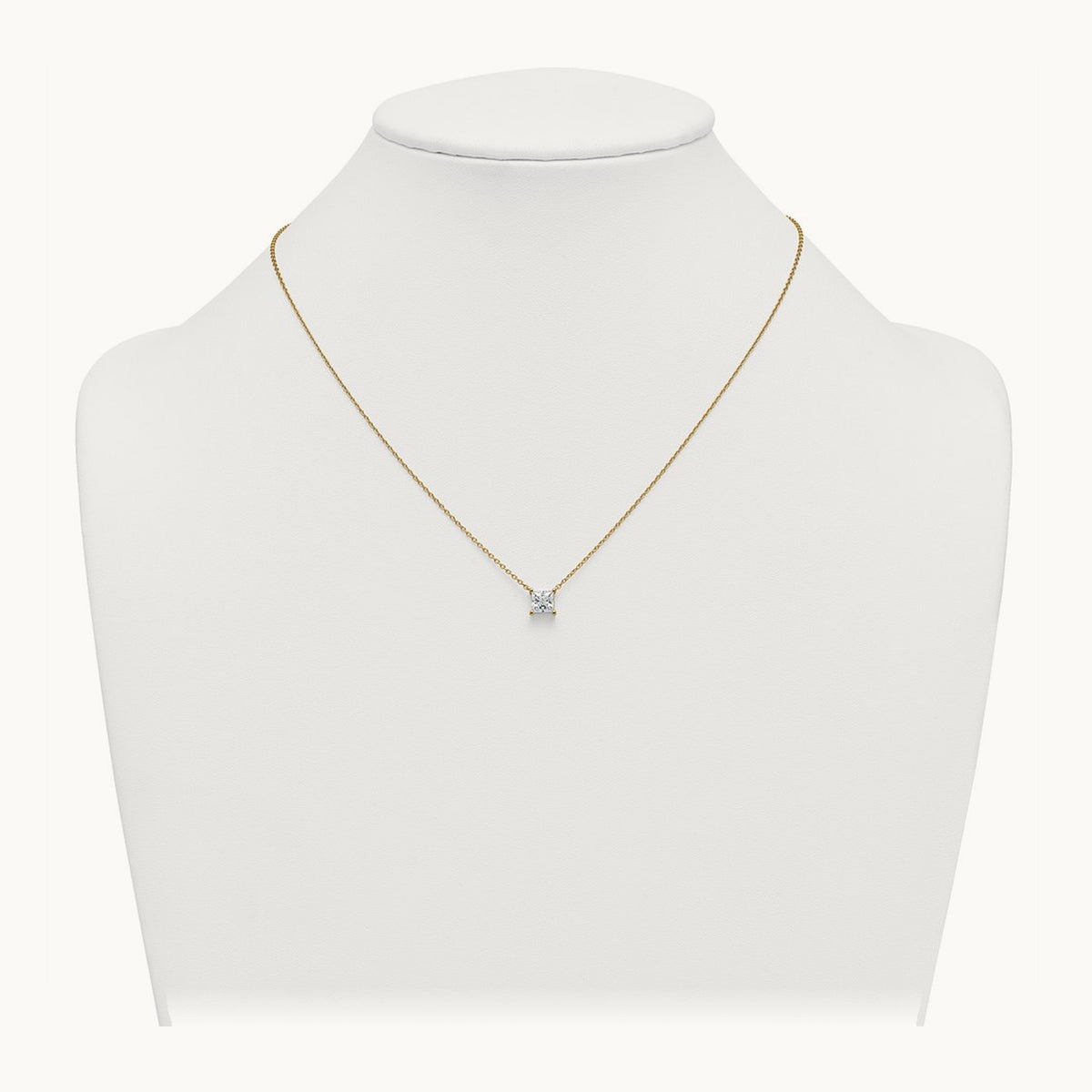 Princess Pendant Necklace, 0.25-4.00 ct tw Lab-Grown Diamond — 1 ct, 14K Yellow Gold
