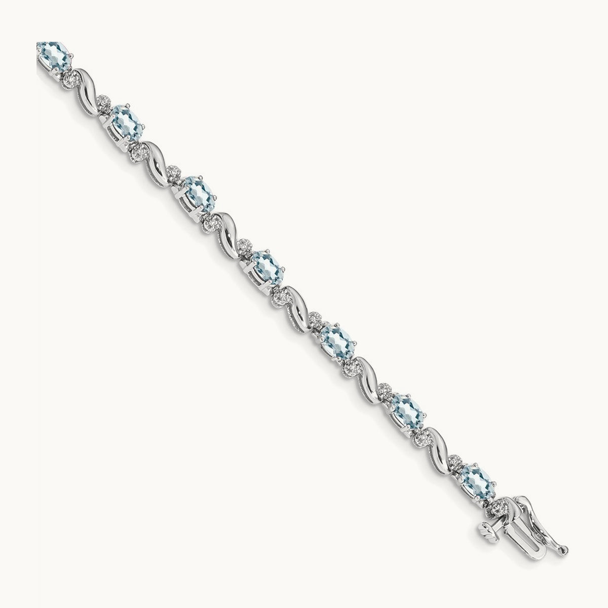 Diamond and Aquamarine Bracelet — 7mm