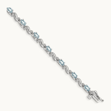 Diamond and Aquamarine Bracelet — 7mm