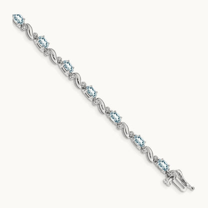 Diamond and Aquamarine Bracelet — 7mm