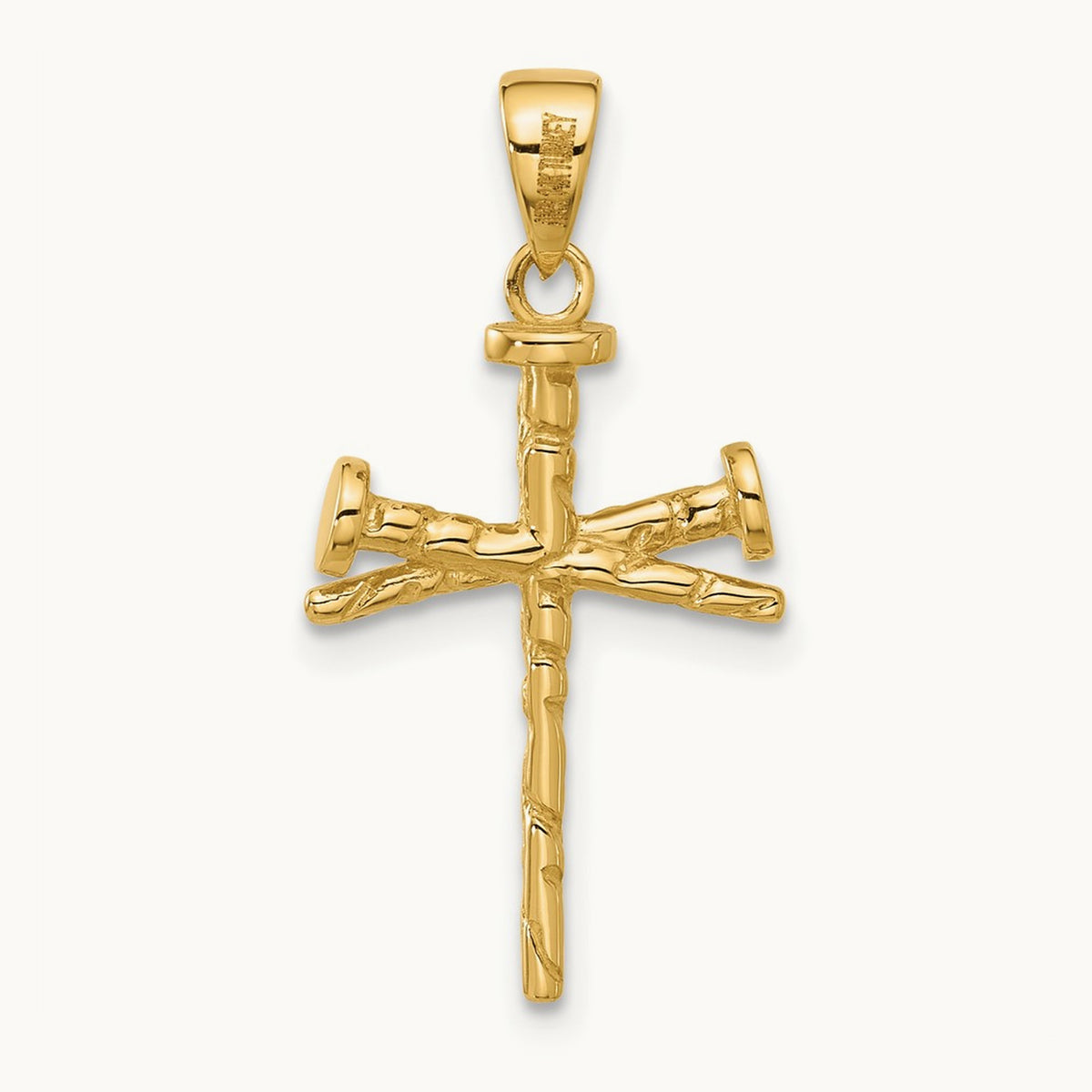 Polished and Textured Nails Cross Pendant — 26.5mm