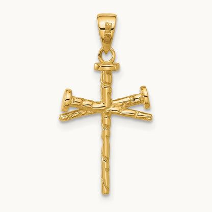 Polished and Textured Nails Cross Pendant — 26.5mm