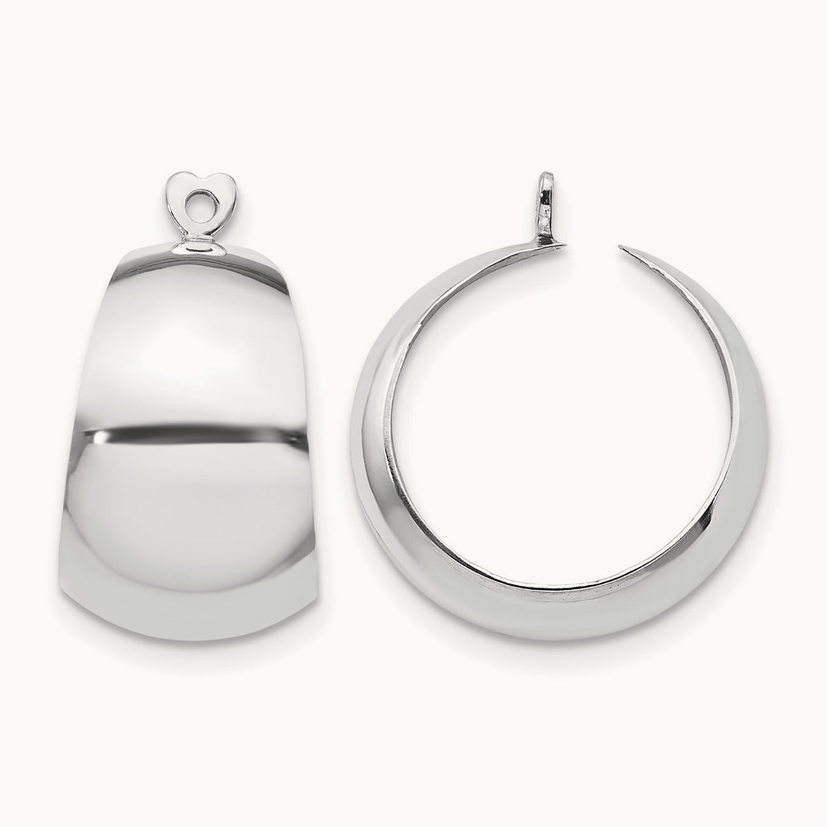 Polished Hoop Earring Jackets — 14K White Gold, 20mm