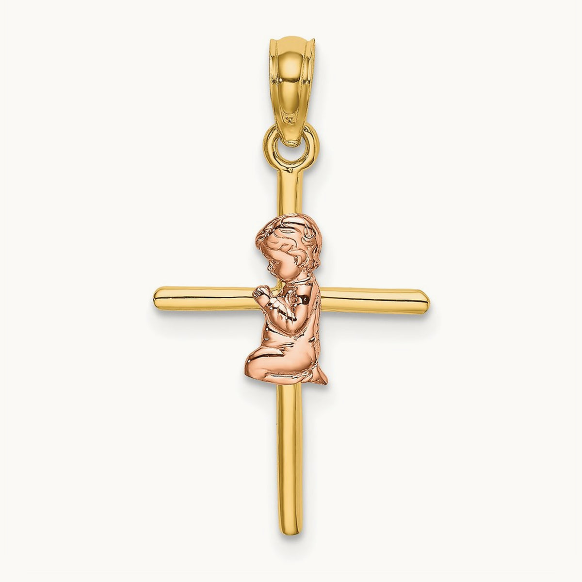 2-D Boy On Cross Charm, 14K Two-tone
