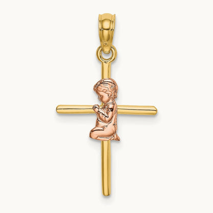 2-D Boy On Cross Charm, 14K Two-tone