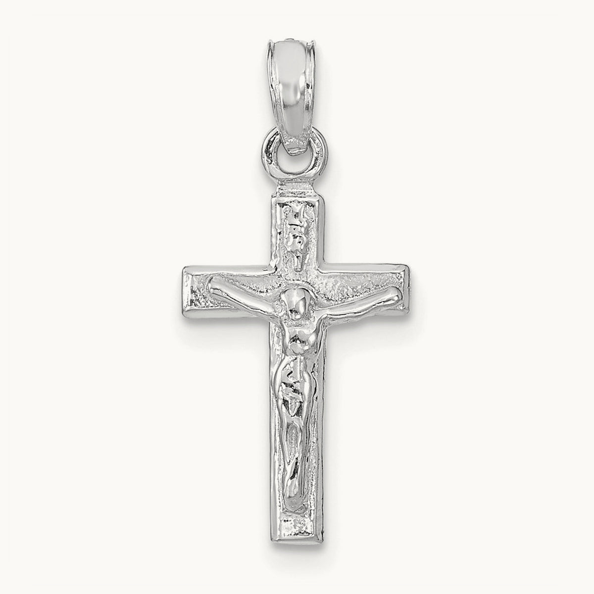 Crucifix Pendant, 14K White Gold