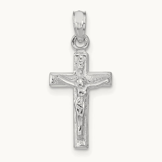 Crucifix Pendant, 14K White Gold