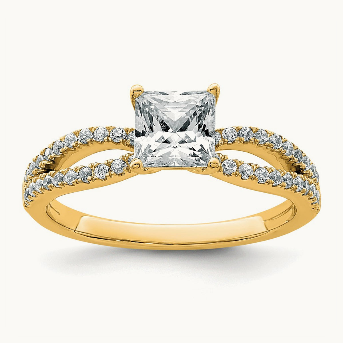 Princess Engagement Ring, 1.25-2.75 ct tw Lab-Grown Diamond — 1 1/4 ct, 14K Yellow Gold