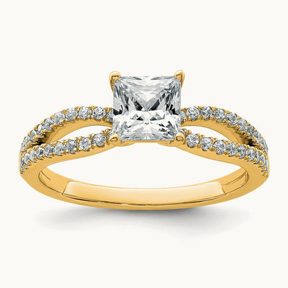 Princess Engagement Ring, 1.25-2.75 ct tw Lab-Grown Diamond — 1 1/4 ct, 14K Yellow Gold