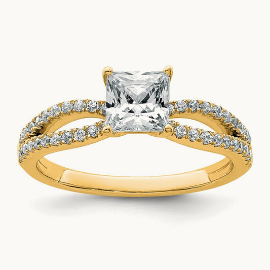 Princess Engagement Ring, 1.25-2.75 ct tw Lab-Grown Diamond — 1 1/4 ct, 14K Yellow Gold