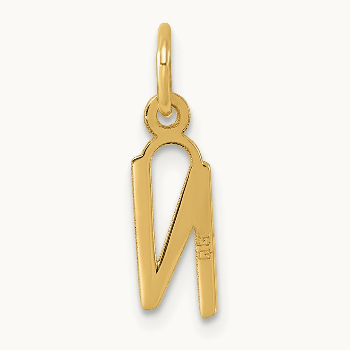 Small Slanted Block Initial Charm — 14K Yellow Gold, N