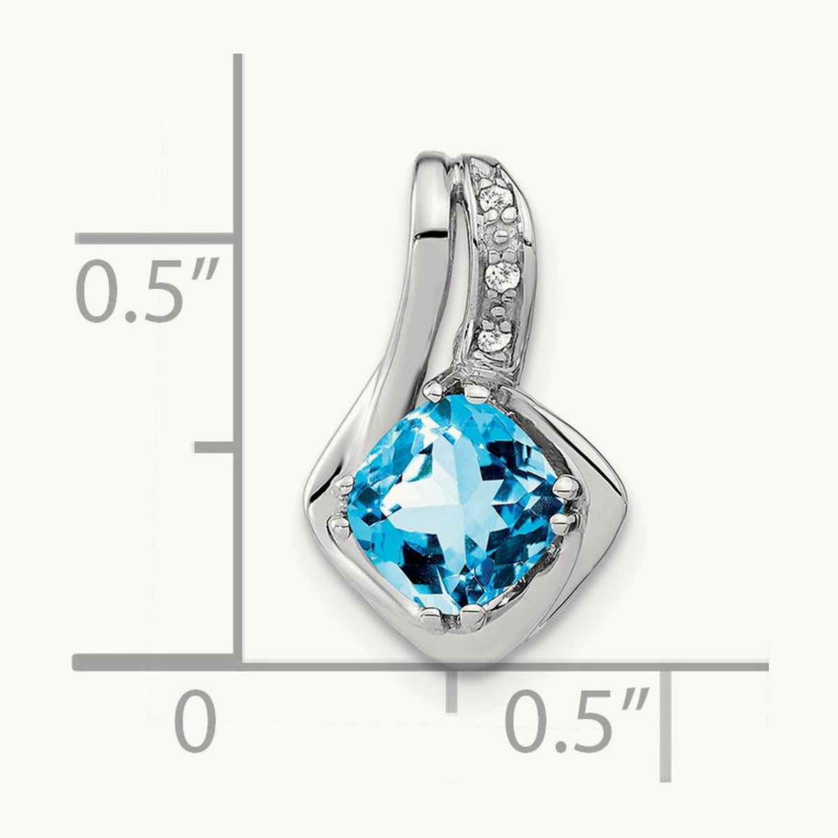 Blue Topaz and Diamond Chain Slide Pendant — 14K White Gold