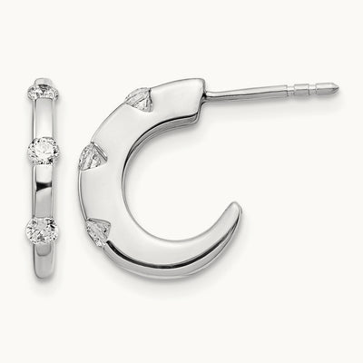 Diamond J-Hoop Post Earrings — photo set