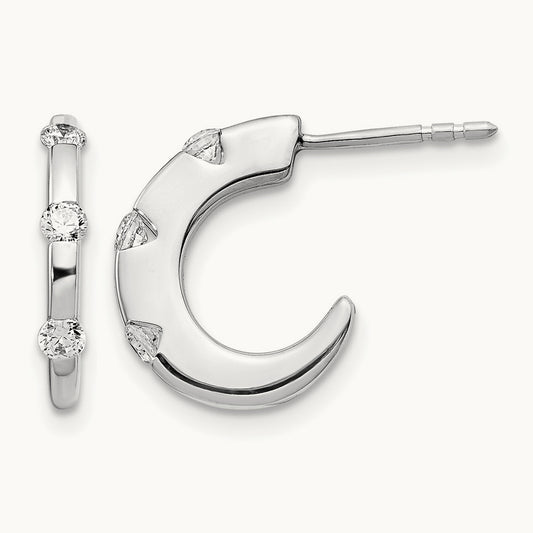 Diamond J-Hoop Post Earrings — photo set