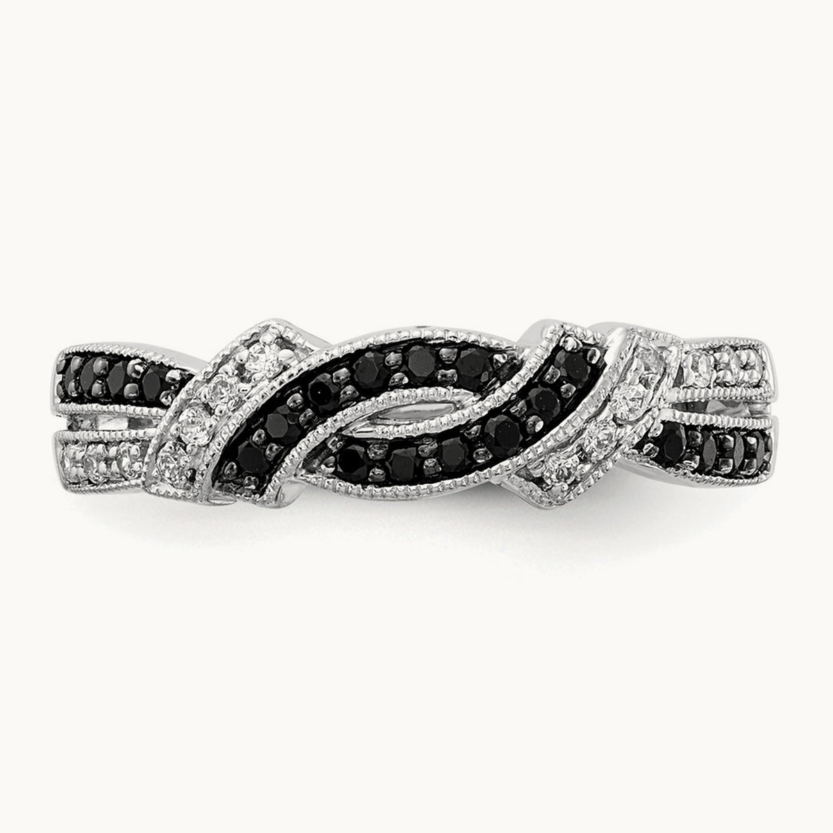 w/Black Rhodium White and Black Diamond Ring, 14K White Gold