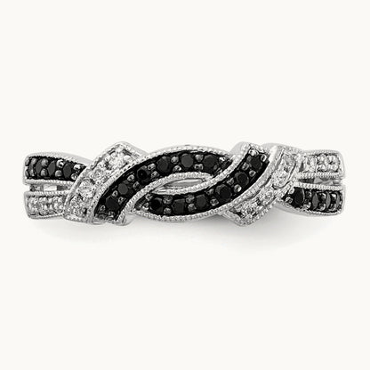 w/Black Rhodium White and Black Diamond Ring, 14K White Gold