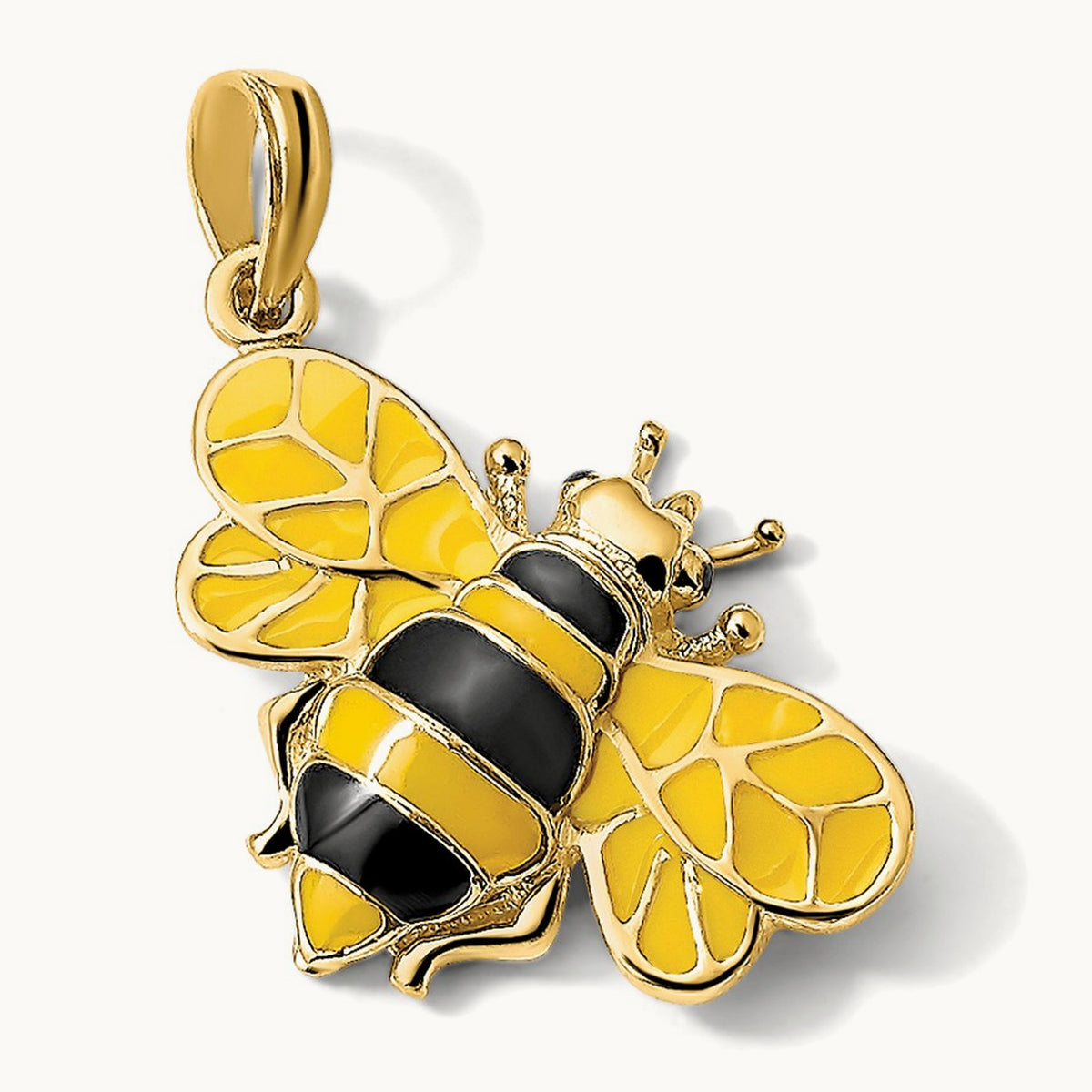 Enameled 3-D Bumblebee Pendant, 14K