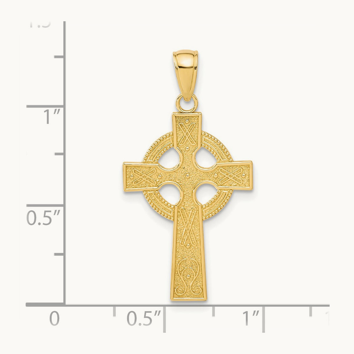 Celtic Cross Pendant, 32.6mm in 14K Yellow Gold