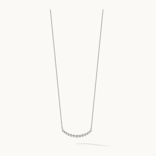 Diamond Curved Bar Necklace, 14K White Gold