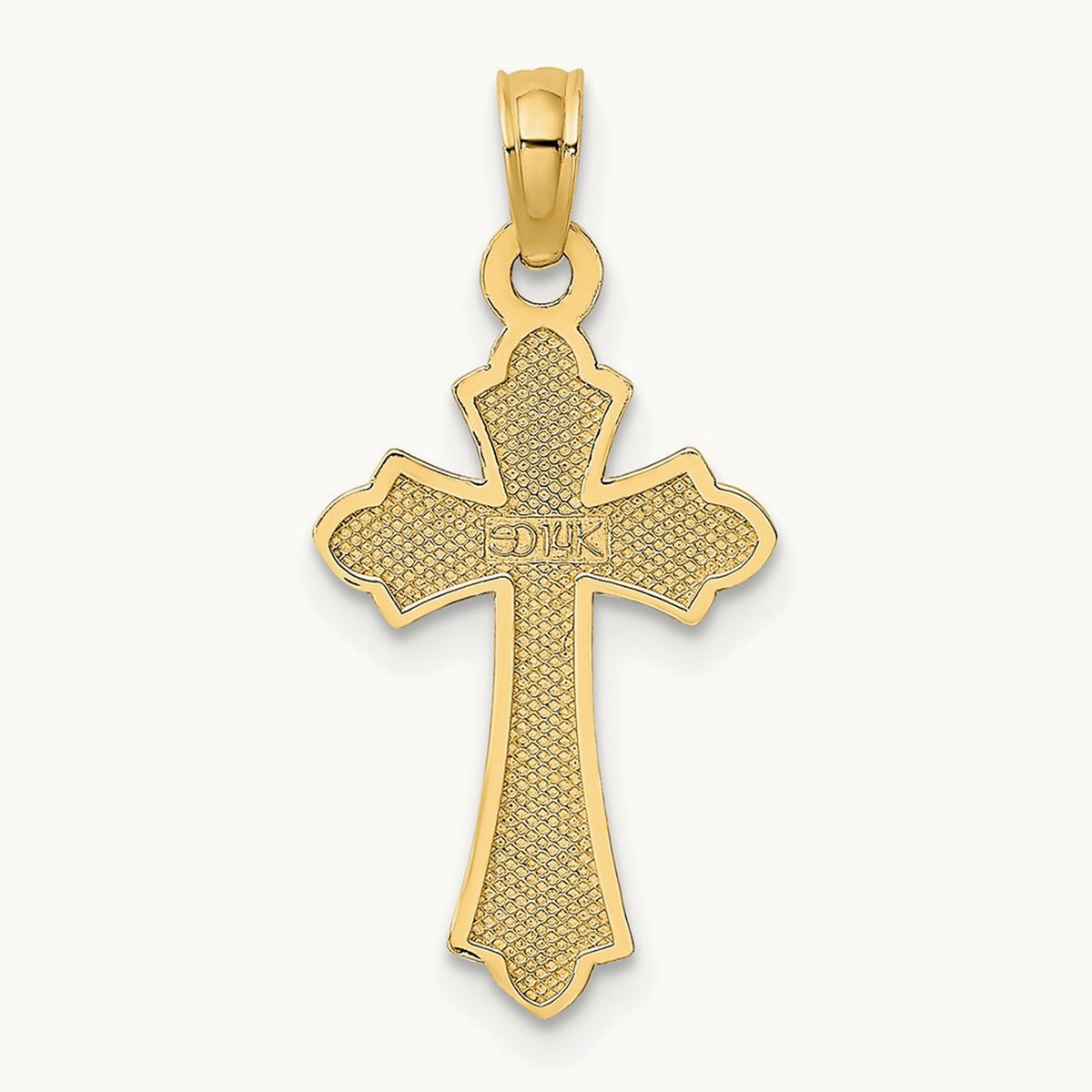 Polished Cross w/ Heart Charm, 14K