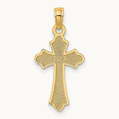 Polished Cross w/ Heart Charm, 14K
