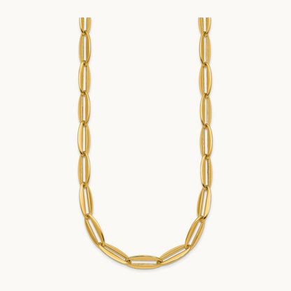 Polished Long Oval Link Necklace, 7mm, 14K