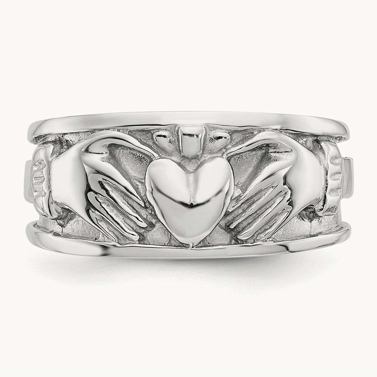 Claddagh Band, 14K White Gold